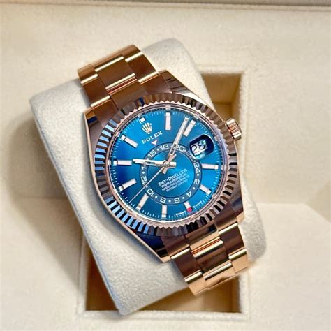 rolex sky dweller rose gold blue dial